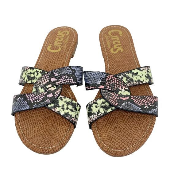 CIRCUS by Sam Edelman Clover Open Toe Casual Sandal Snakeskin Multicolor Sz 8.5 - Picture 6 of 6